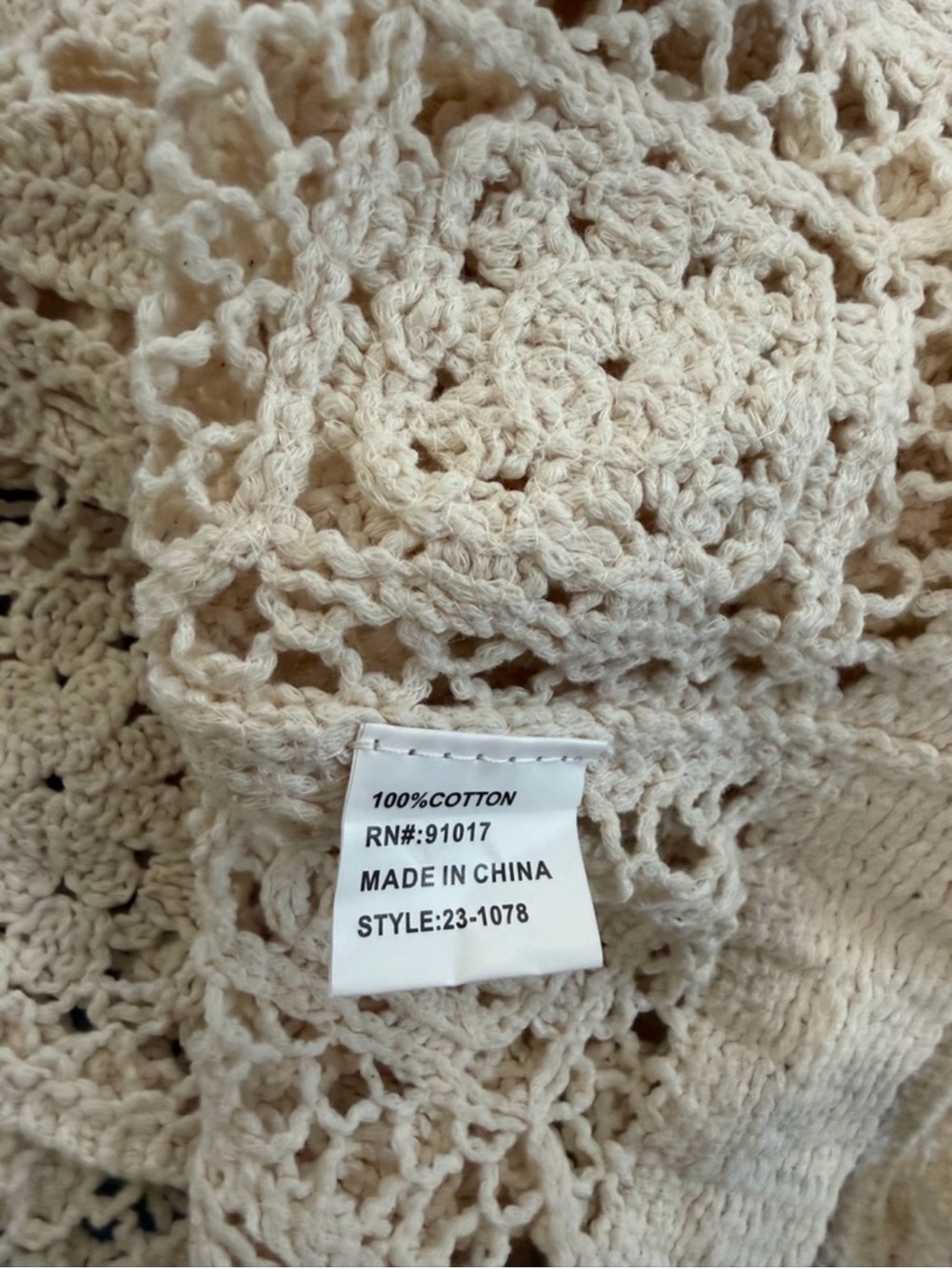 Solitaire Boho Crochet Ivory Cream Granny Square Cardigan Women’s M Cottagecore - Picture 9 of 9